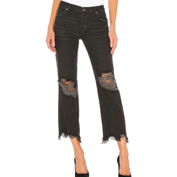 We The Free 26 Maggie Distressed Black Straight Leg Jeans Boho Festival - Picture 1 of 11